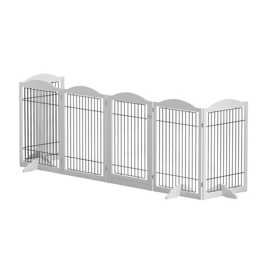 i.Pet Dog Playpen Enclosure 6 Panel Pet Fence Wooden Play Pen-0