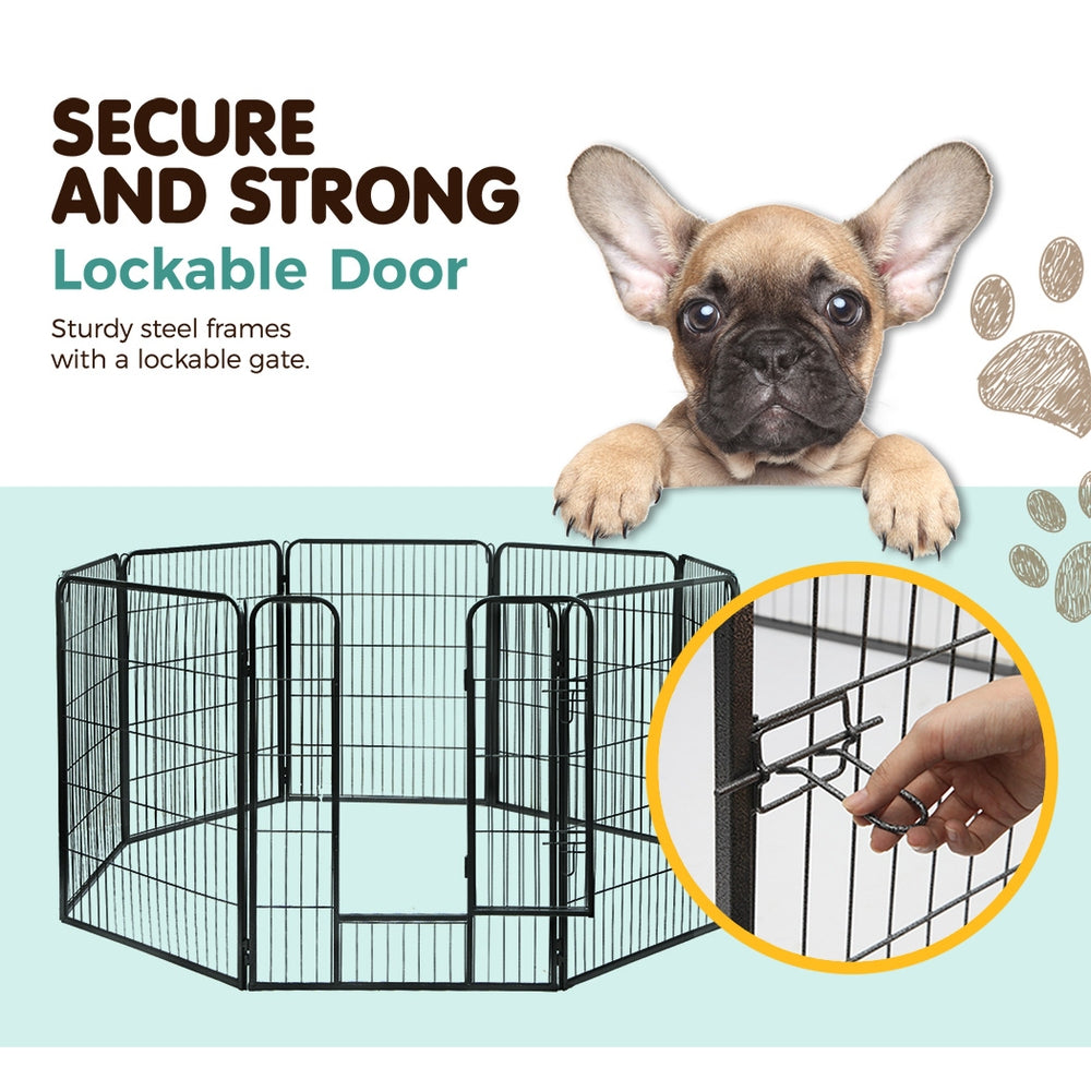 i.Pet 40" 8 Panel Dog Playpen Pet Exercise Cage Enclosure Fence Play Pen-3