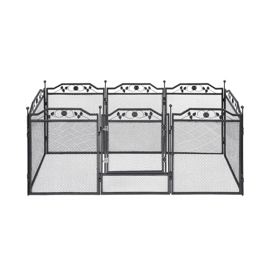 i.Pet Pet Dog Playpen Heavy-Duty Enclosure Multi-Configuration Indoor Outdoor Black-0
