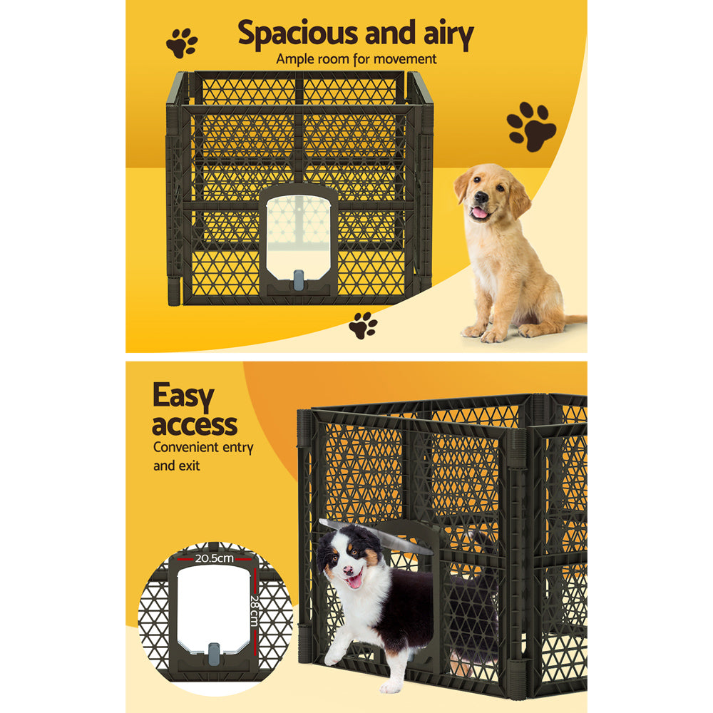 i.Pet Dog Playpen Enclosure 4 Panel Pet Fence Plastic Play Pen-4