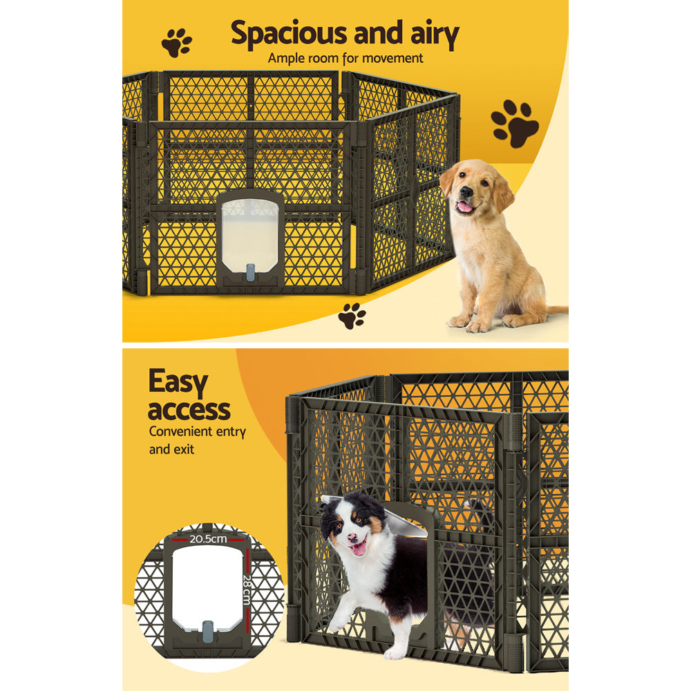 i.Pet Dog Playpen Enclosure 6 Panel Pet Fence Plastic Play Pen-4