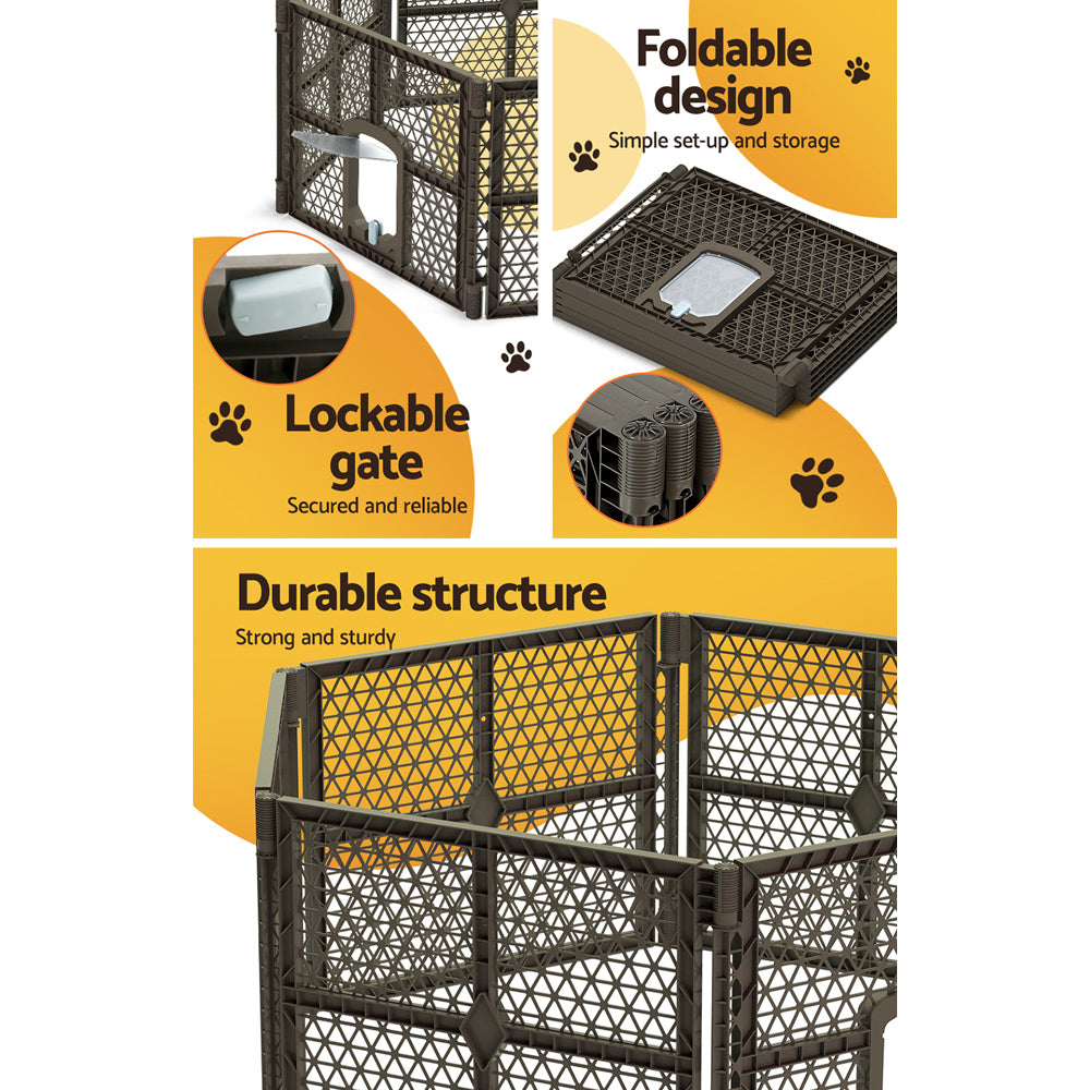 i.Pet Dog Playpen Enclosure 6 Panel Pet Fence Plastic Play Pen-5