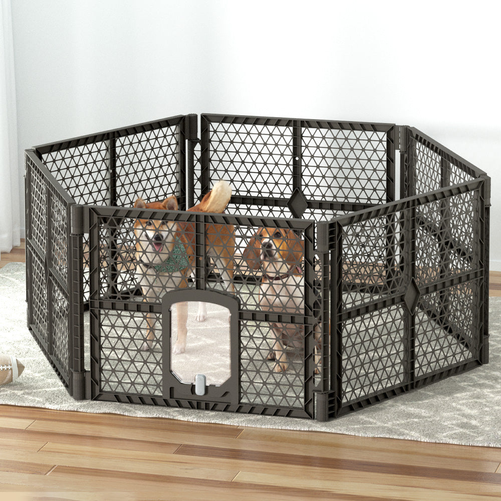 i.Pet Dog Playpen Enclosure 6 Panel Pet Fence Plastic Play Pen-7