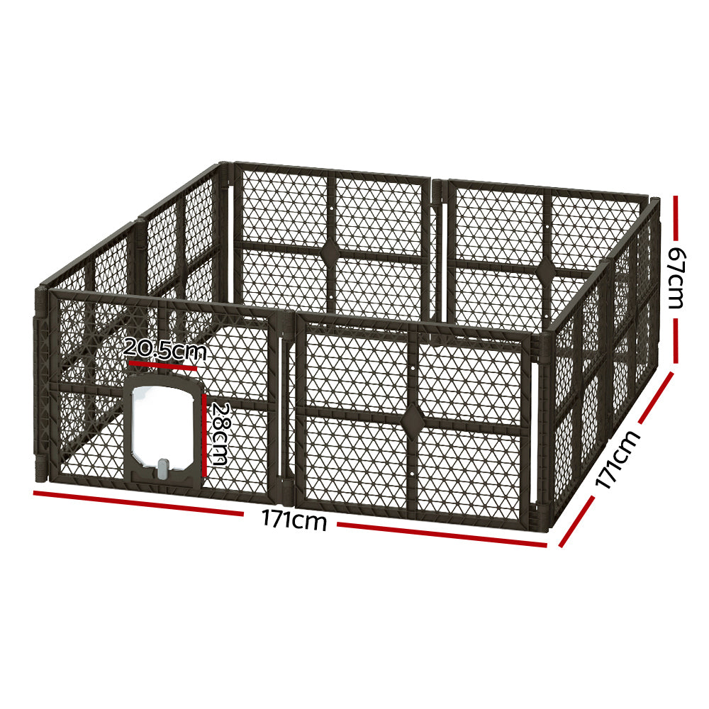 i.Pet Dog Playpen Enclosure 8 Panel Pet Fence Plastic Play Pen-1