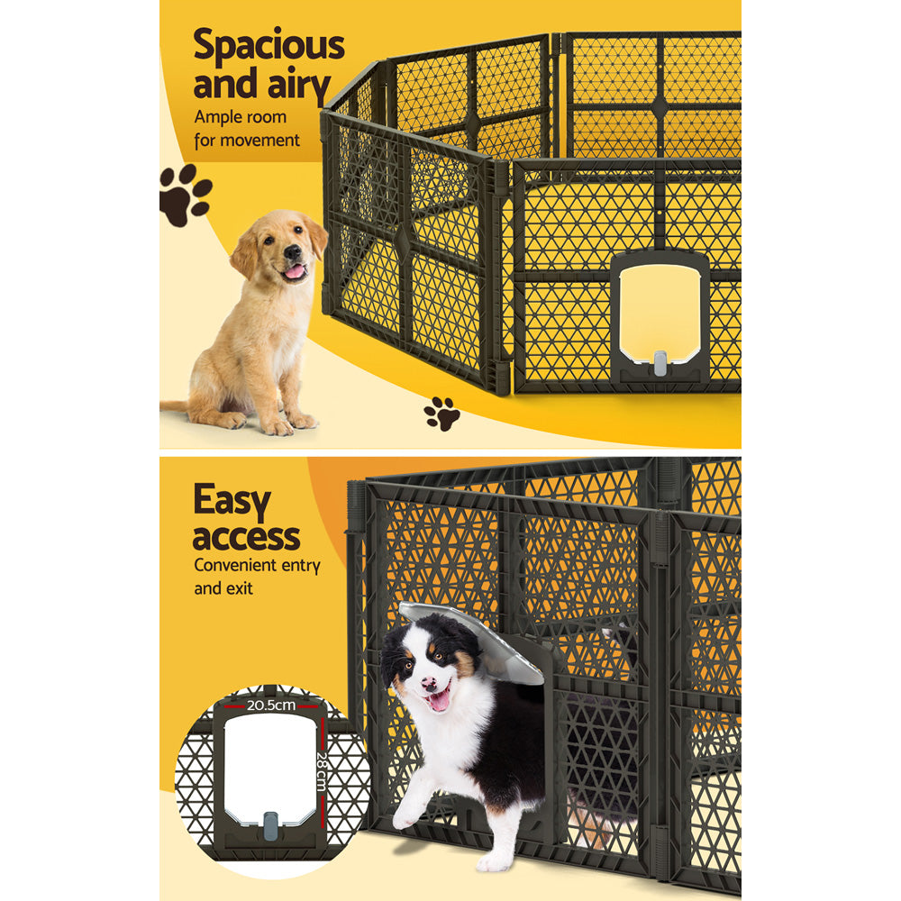 i.Pet Dog Playpen Enclosure 8 Panel Pet Fence Plastic Play Pen-4