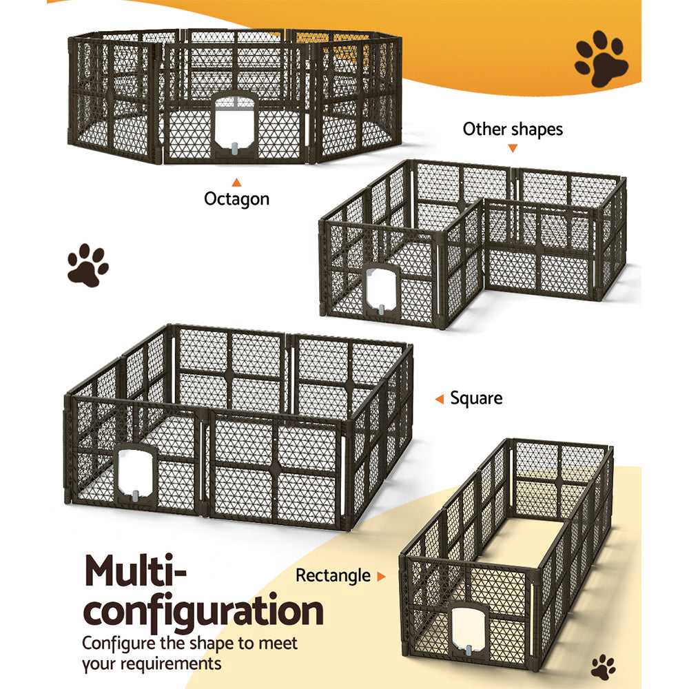 i.Pet Dog Playpen Enclosure 8 Panel Pet Fence Plastic Play Pen-5