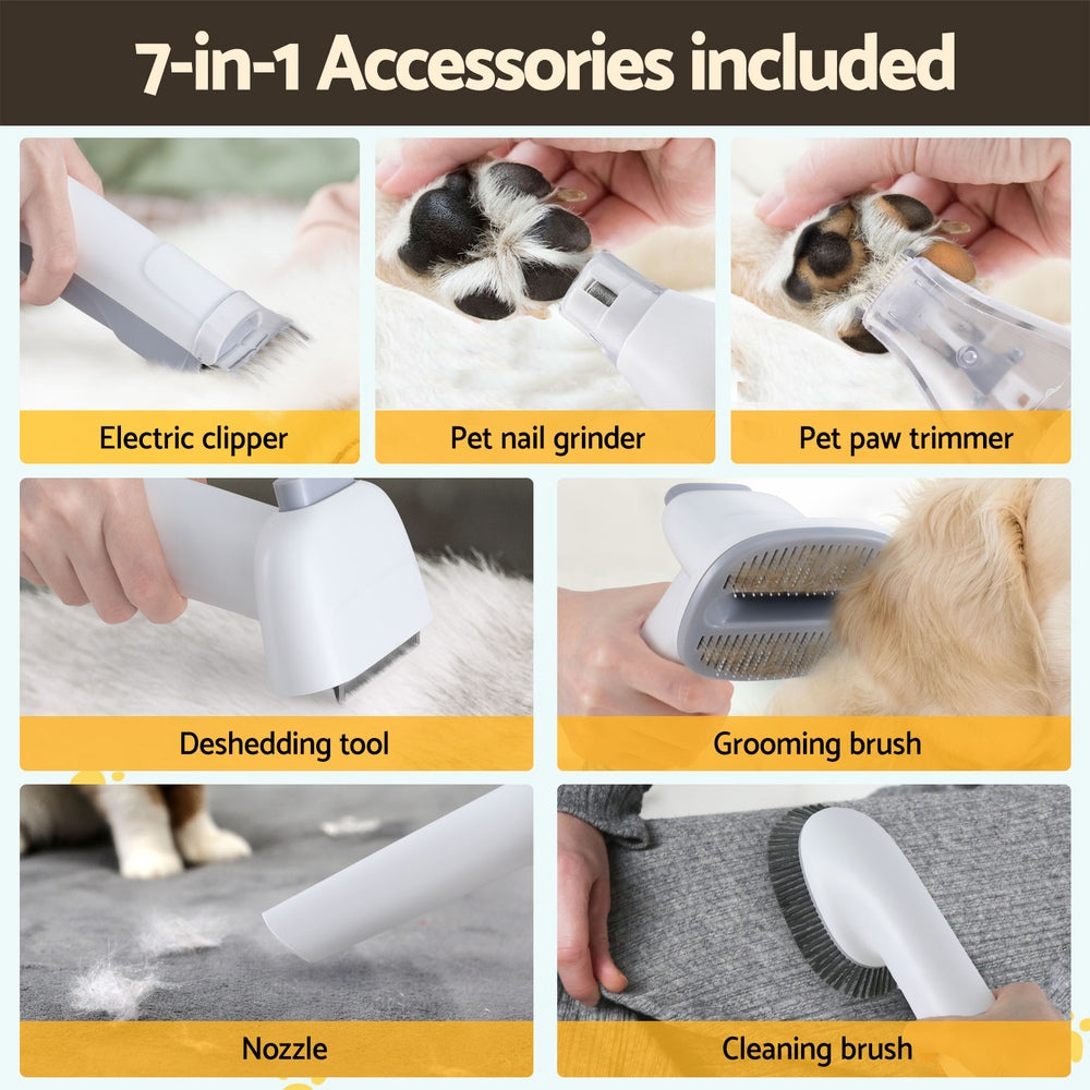 i.Pet Pet Grooming Kit Vacuum Dog Cat Hair Dryer Remover Clipper Brushes Cleaning-3