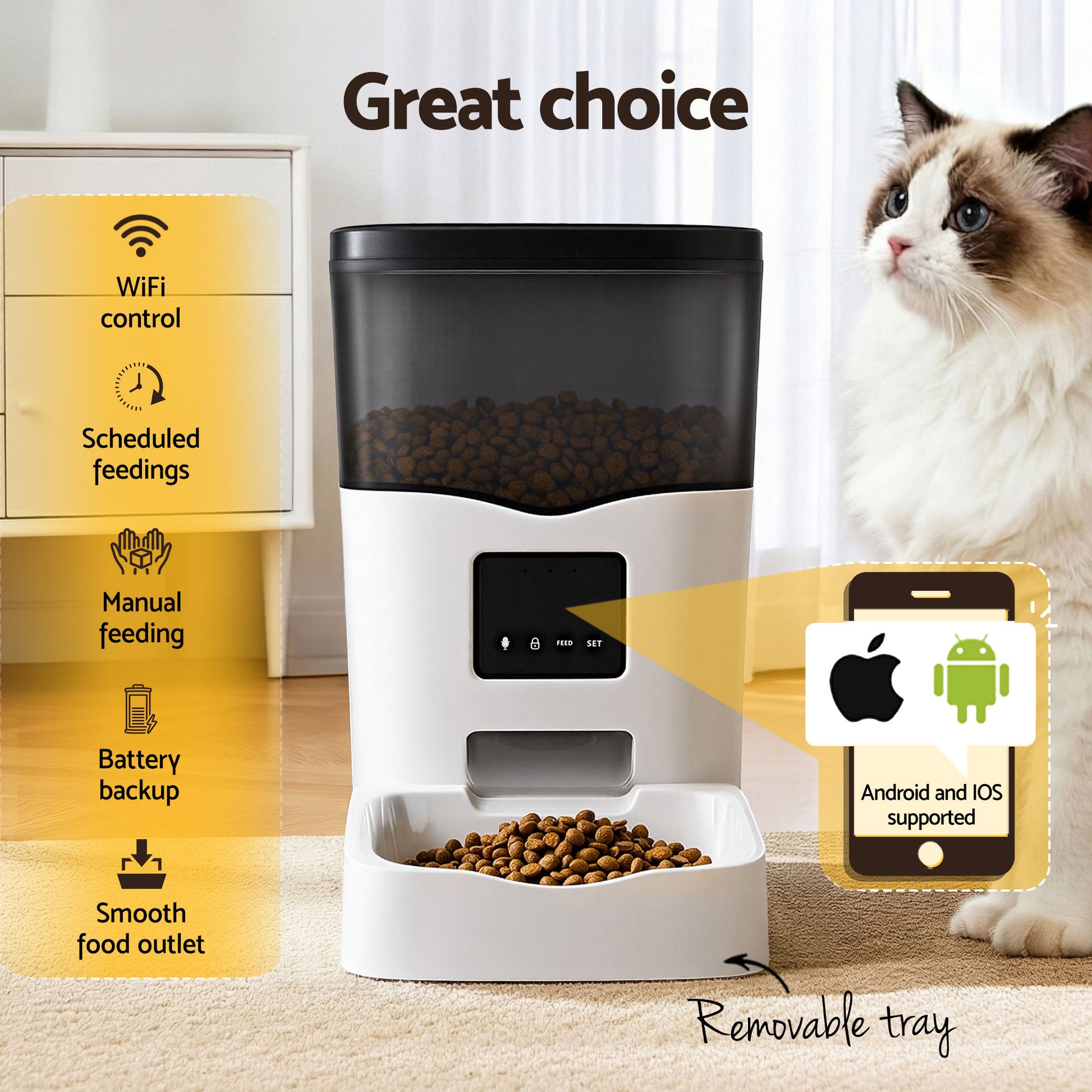 i.Pet Automatic Pet Feeder Dog Cat Feeder Wifi 3L Auto Smart Food Dispenser-3