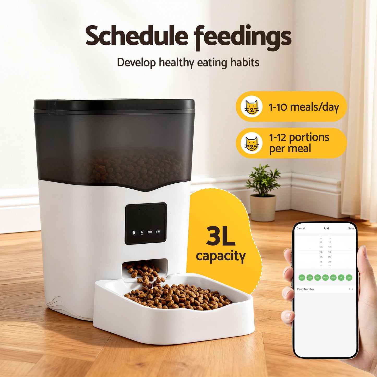 i.Pet Automatic Pet Feeder Dog Cat Feeder Wifi 3L Auto Smart Food Dispenser-5