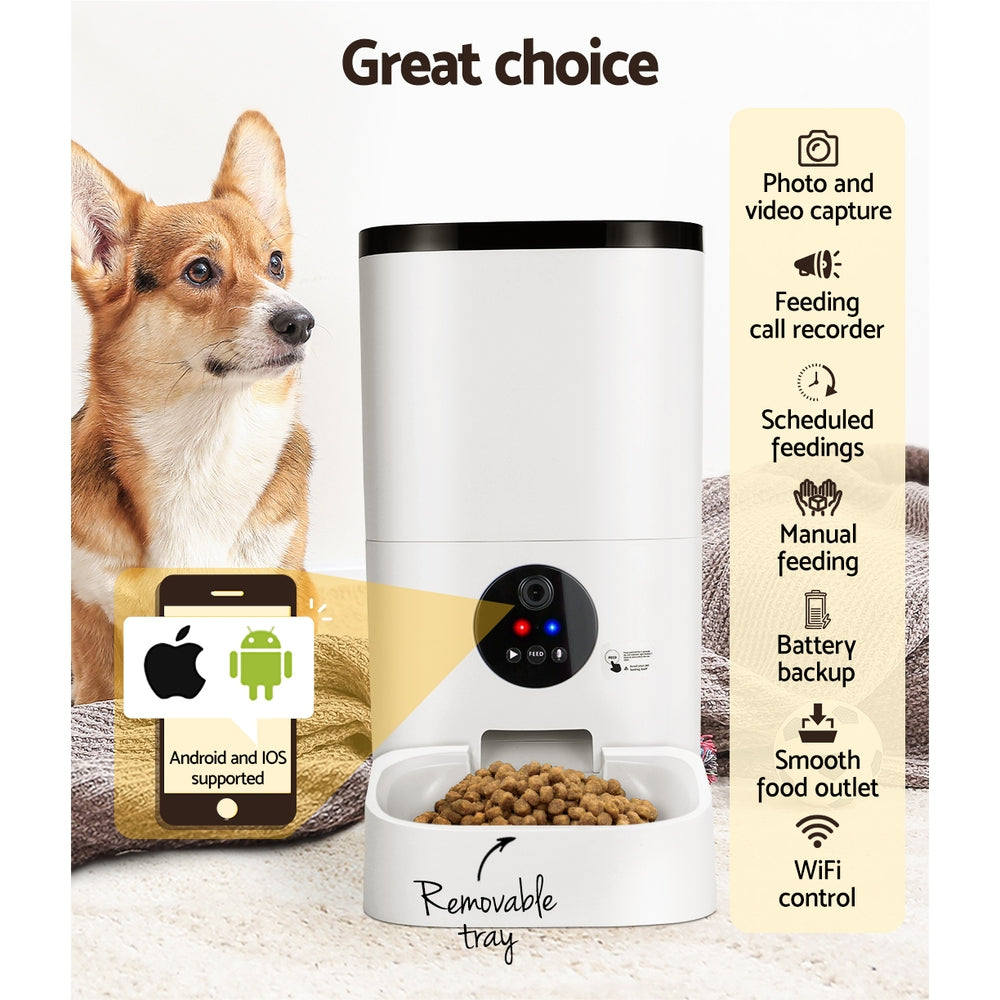 i.Pet Automatic Pet Feeder 6L Wifi Camera Dog Cat Smart Food Dispenser Timer-4