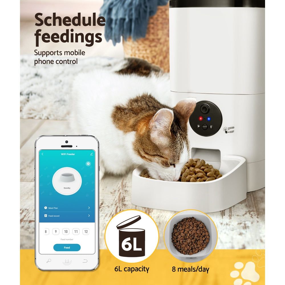 i.Pet Automatic Pet Feeder 6L Wifi Camera Dog Cat Smart Food Dispenser Timer-6