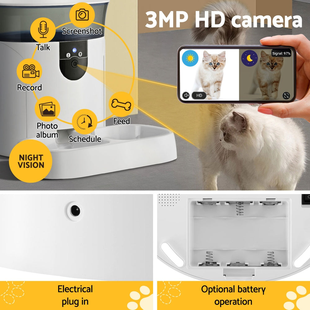 i.Pet Automatic Pet Feeder Dog Cat Camera Wifi Smart Food Dispenser Timer 7L APP-5