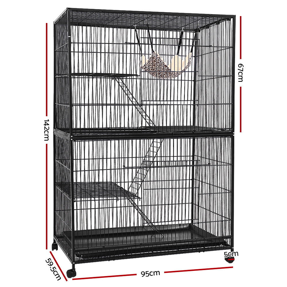 i.Pet Rabbit Cage 142cm Hutch 4 Level Bird Guinea Pig Ferret-1