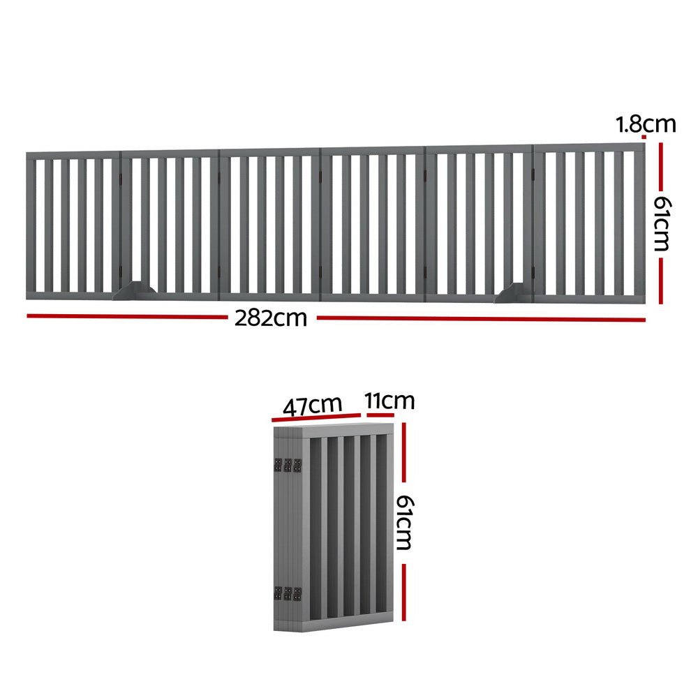 i.Pet Dog Playpen Enclosure 6 Panel Pet Fence Wooden Play Pen-1