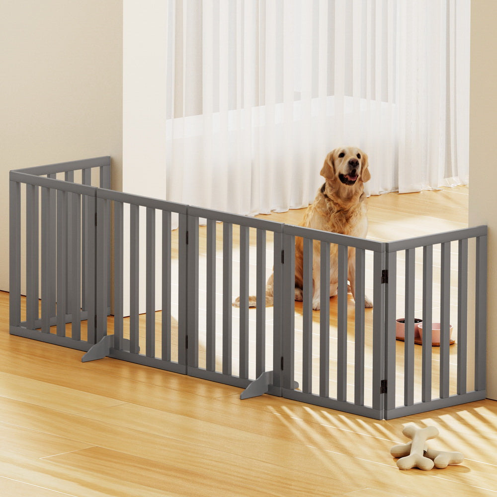 i.Pet Dog Playpen Enclosure 6 Panel Pet Fence Wooden Play Pen-6