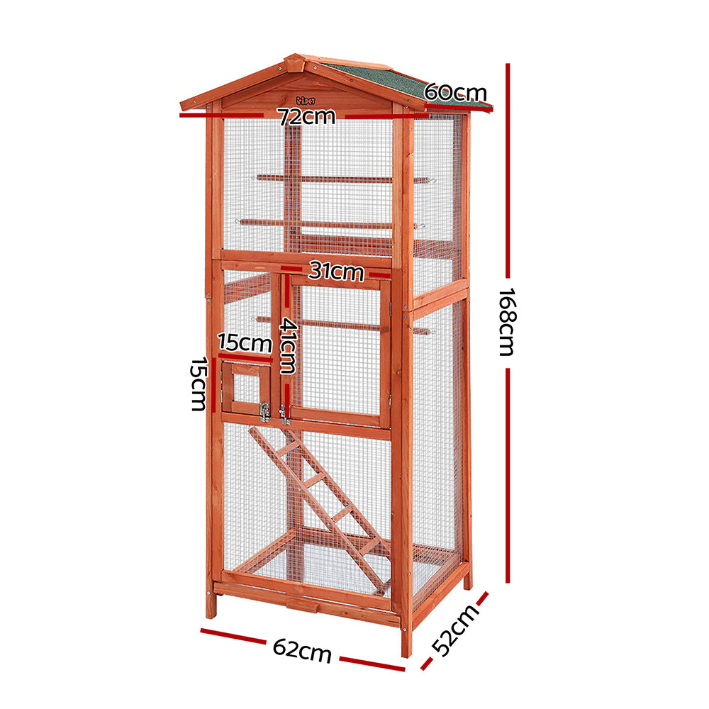 i.Pet Bird Cage 72cm x 60cm x 168cm Pet Cages Large Aviary Parrot Carrier Travel Canary Wooden XL-1