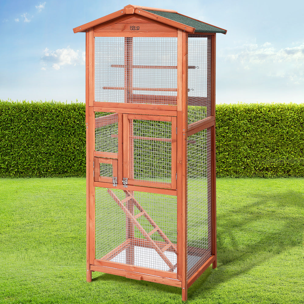 i.Pet Bird Cage 72cm x 60cm x 168cm Pet Cages Large Aviary Parrot Carrier Travel Canary Wooden XL-7