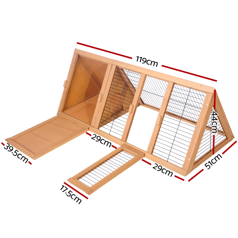 i.Pet Rabbit Hutch 119cm x 51cm x 44cm Chicken Coop Large Run Wooden Cage Outdoor-1