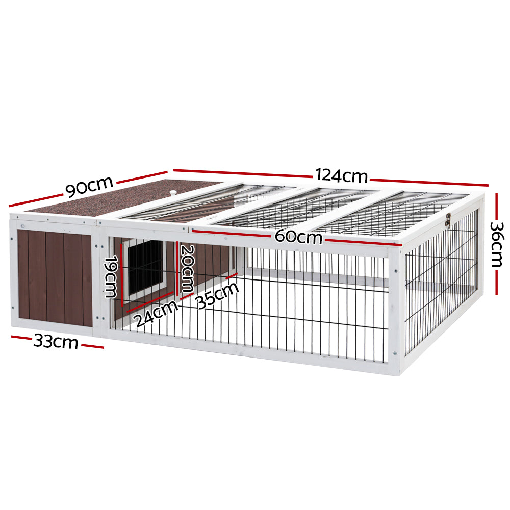 i.Pet Rabbit Hutch 124cm x 90cm x 35cm Chicken Coop Large Outdoor Wooden Run Cage House-1