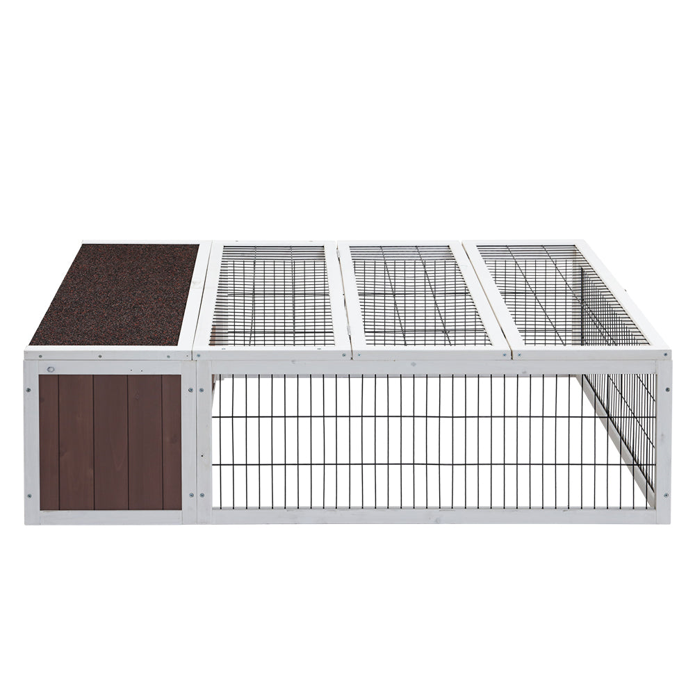 i.Pet Rabbit Hutch 124cm x 90cm x 35cm Chicken Coop Large Outdoor Wooden Run Cage House-2