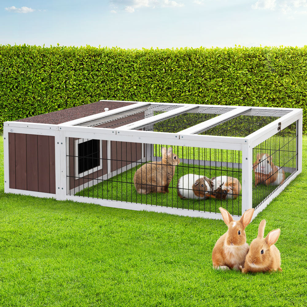 i.Pet Rabbit Hutch 124cm x 90cm x 35cm Chicken Coop Large Outdoor Wooden Run Cage House-7