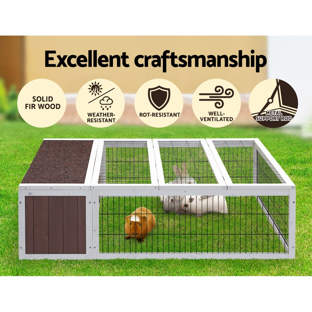 i.Pet Rabbit Hutch 124cm x 90cm x 35cm Chicken Coop Large Outdoor Wooden Run Cage House-4