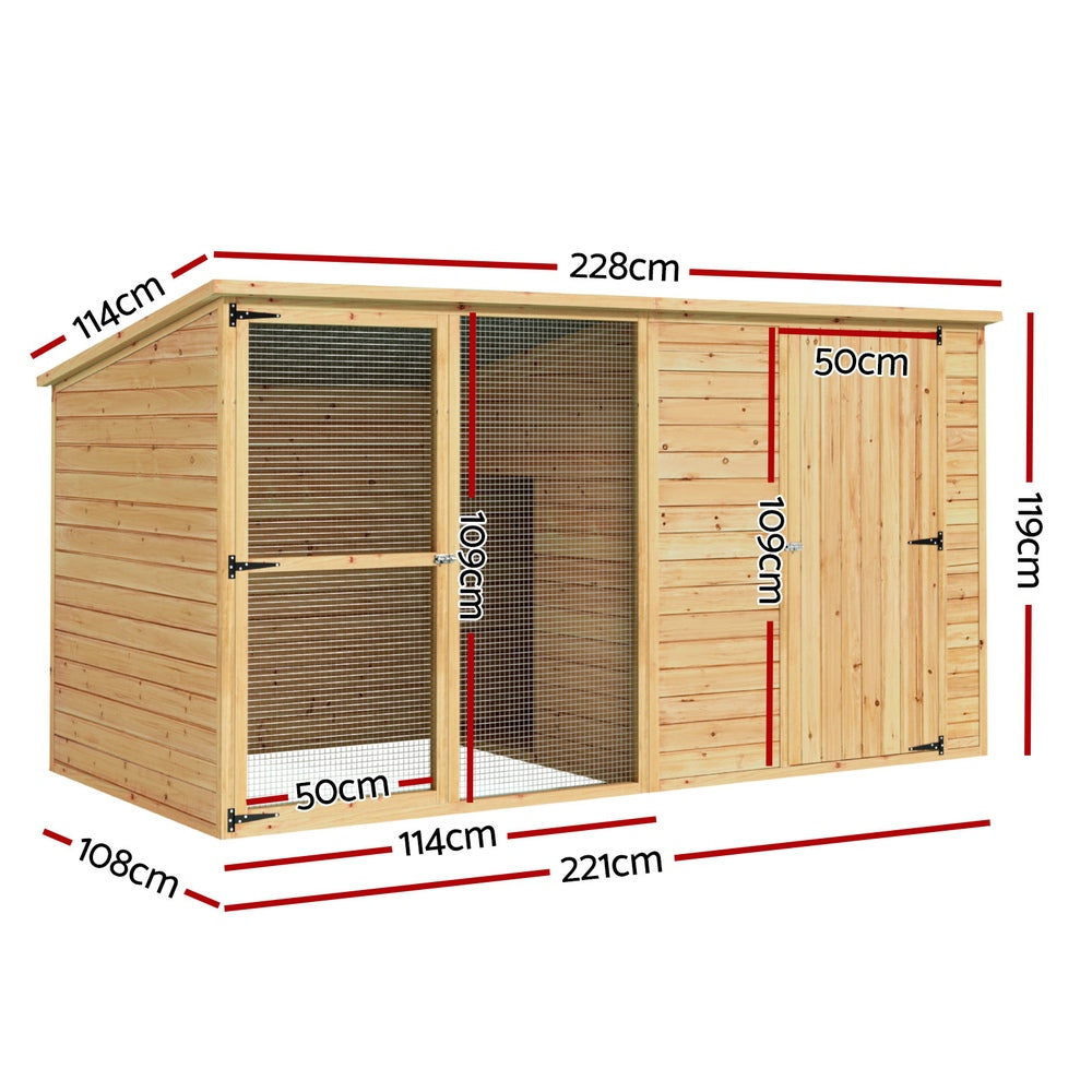 i.Pet Dog Kennel Extra Large 2.28M Wooden House Bed Outdoor Pet Puppy Cabin Log-1