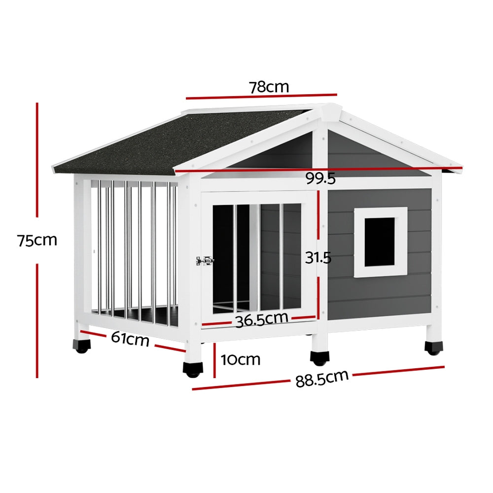 i.Pet Dog Kennel House Large Wooden Outdoor Pet Kennels Indoor Puppy Cabin Home-1