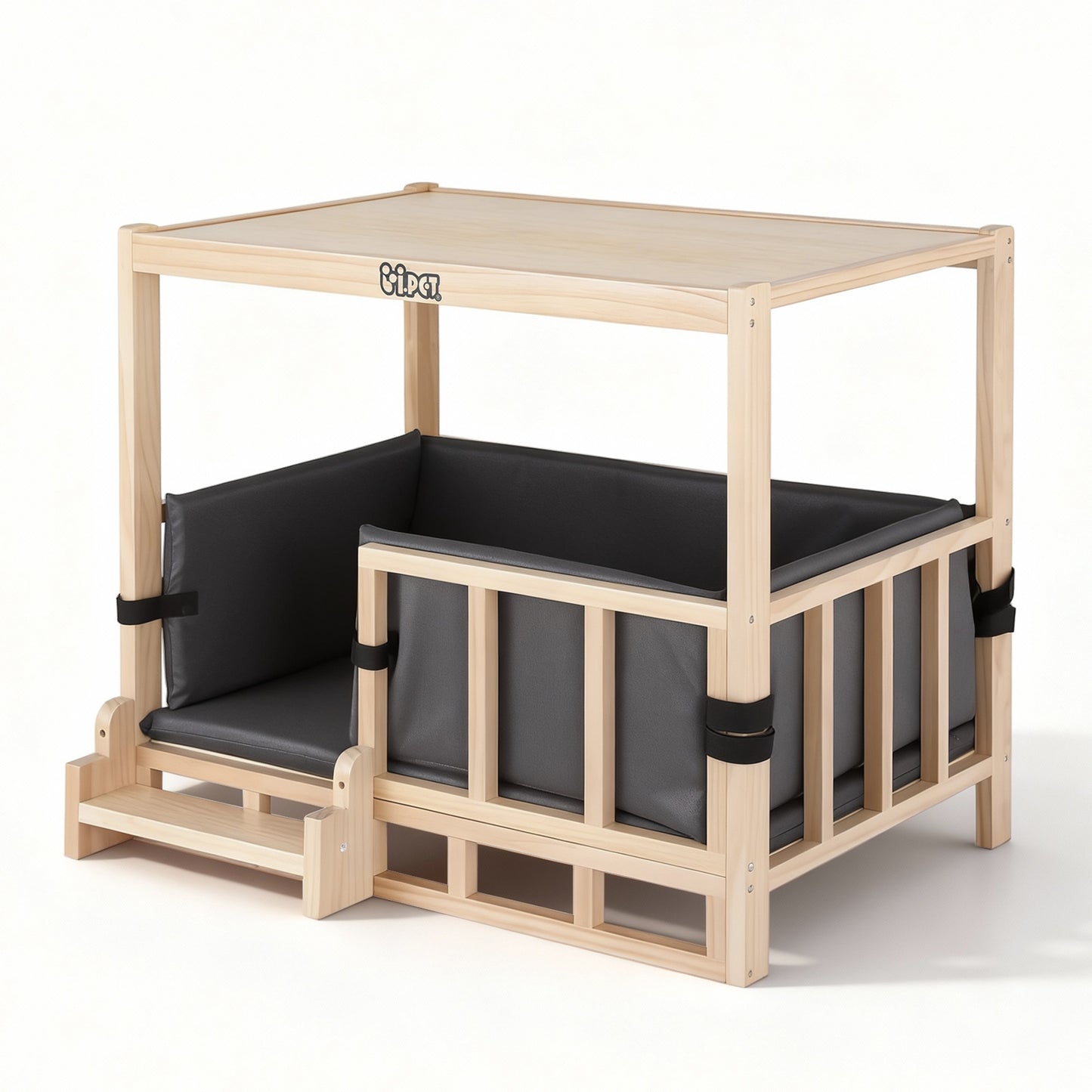 i.Pet 2in1 Dog Kennel Crate Furniture Grey Bedding Wooden House Indoor-0