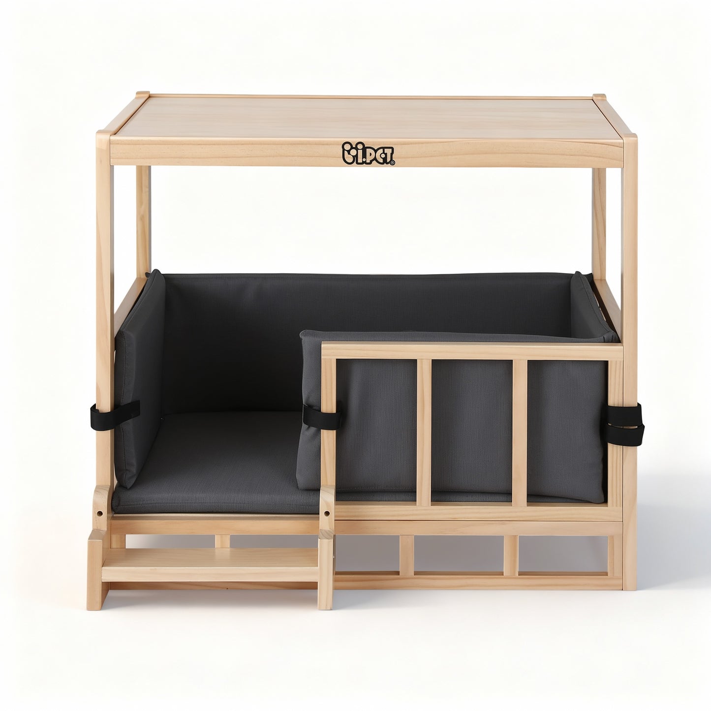 i.Pet 2in1 Dog Kennel Crate Furniture Grey Bedding Wooden House Indoor-2