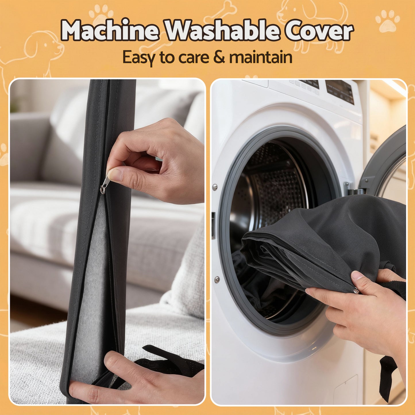 i.Pet 2in1 Dog Kennel Crate Furniture Grey Bedding Wooden House Indoor-5