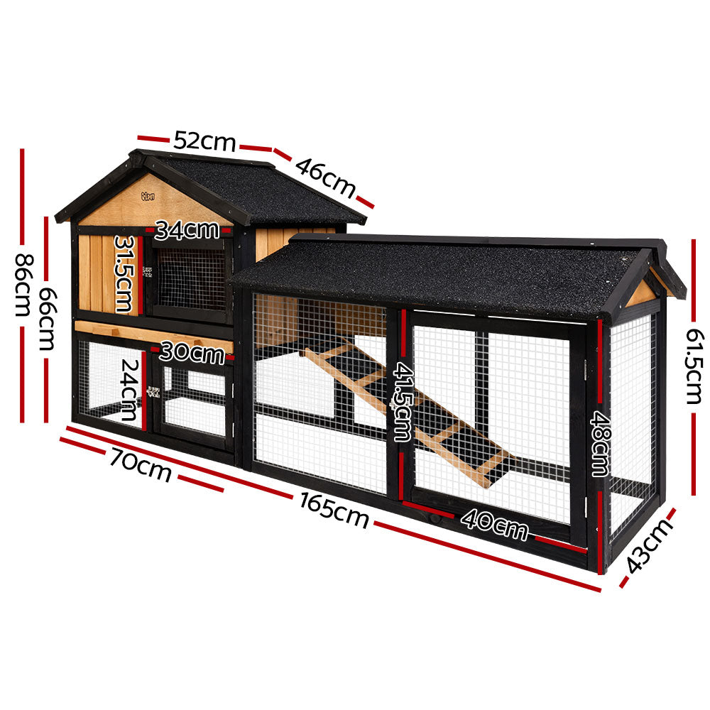 i.Pet Chicken Coop Rabbit Hutch 165cm x 43cm x 86cm Extra Large Run House Cage Wooden Outdoor-1