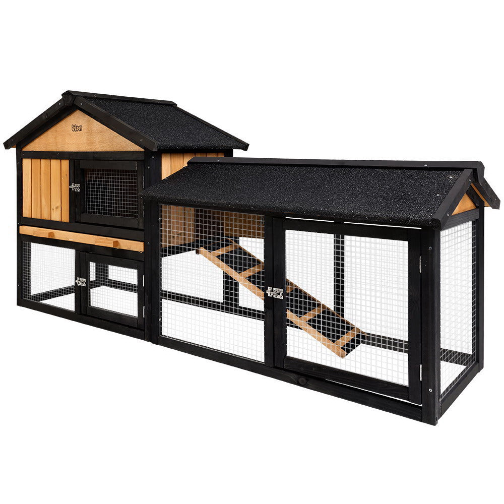 i.Pet Chicken Coop Rabbit Hutch 165cm x 43cm x 86cm Extra Large Run House Cage Wooden Outdoor-3