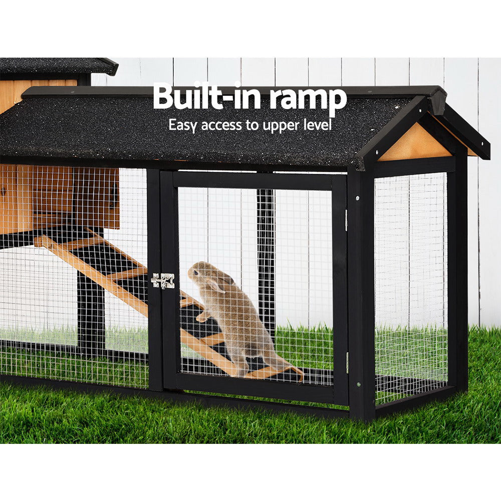 i.Pet Chicken Coop Rabbit Hutch 165cm x 43cm x 86cm Extra Large Run House Cage Wooden Outdoor-6