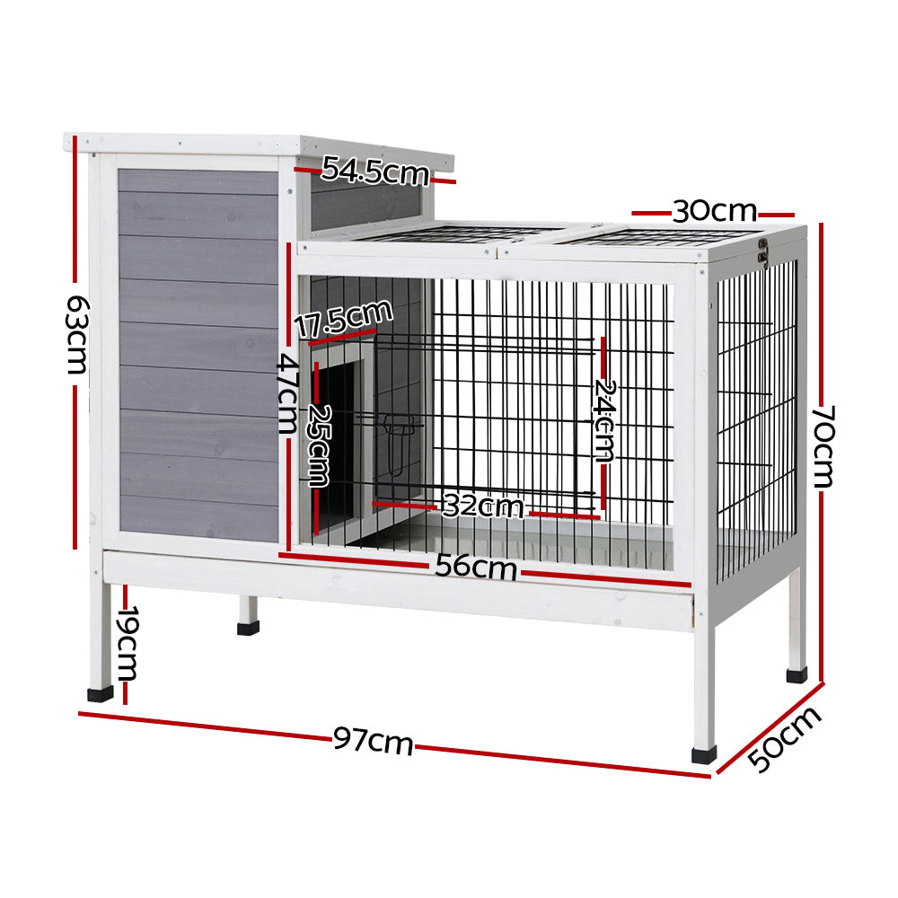 i.Pet Rabbit Hutch 97cm x 49cm x 86cm Chicken Coop Large Run Wooden Outdoor Cage House-1