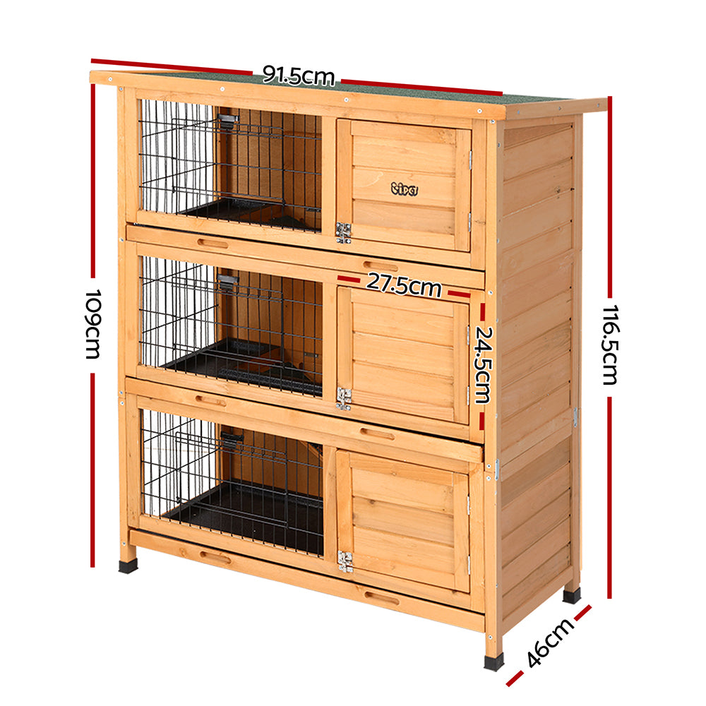 i.Pet Rabbit Hutch 91.5cm x 46cm x 116.5cm Chicken Coop Large House Cage Run Wooden Bunny Outdoor-1