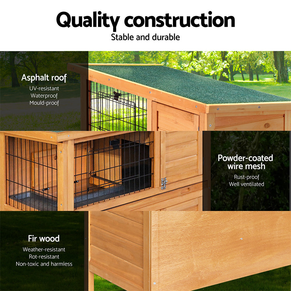 i.Pet Rabbit Hutch 91.5cm x 46cm x 116.5cm Chicken Coop Large House Cage Run Wooden Bunny Outdoor-5