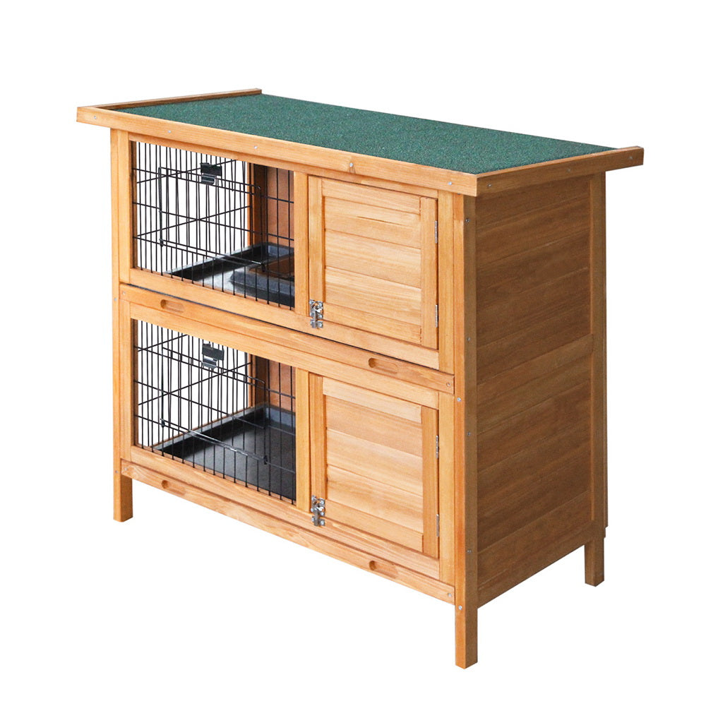 i.Pet Rabbit Hutch 91.5cm x 45cm x 82cm Chicken Coop Large Wooden House Run Cage Pet Bunny-0