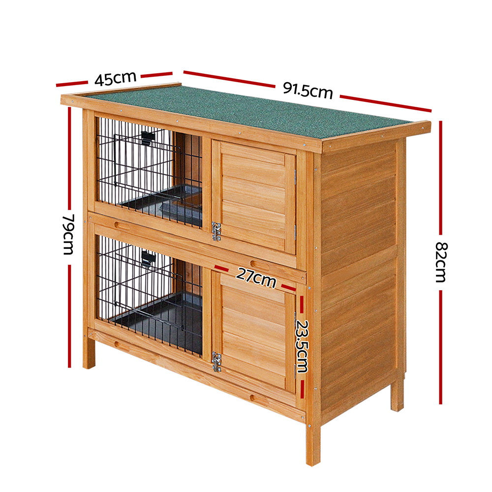 i.Pet Rabbit Hutch 91.5cm x 45cm x 82cm Chicken Coop Large Wooden House Run Cage Pet Bunny-1