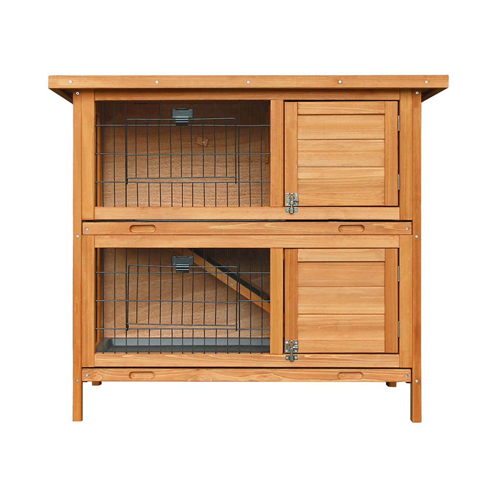 i.Pet Rabbit Hutch 91.5cm x 45cm x 82cm Chicken Coop Large Wooden House Run Cage Pet Bunny-2