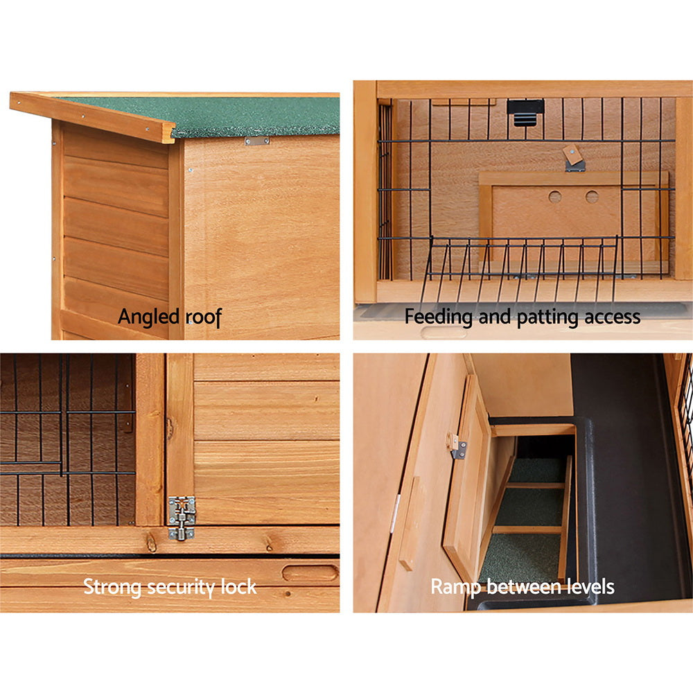 i.Pet Rabbit Hutch 91.5cm x 45cm x 82cm Chicken Coop Large Wooden House Run Cage Pet Bunny-3