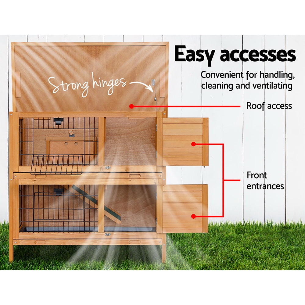 i.Pet Rabbit Hutch 91.5cm x 45cm x 82cm Chicken Coop Large Wooden House Run Cage Pet Bunny-5