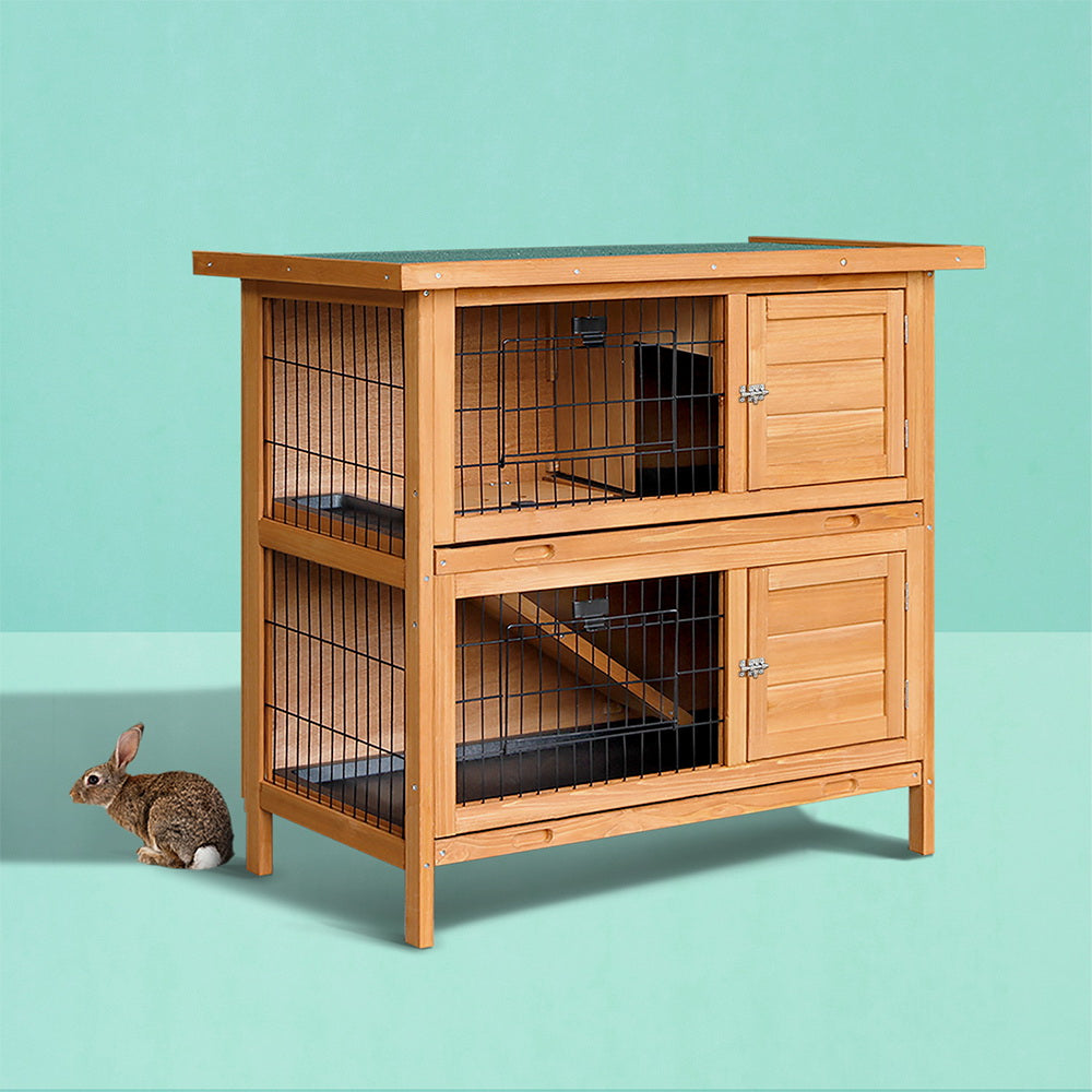 i.Pet Rabbit Hutch 91.5cm x 45cm x 82cm Chicken Coop Large Wooden House Run Cage Pet Bunny-7