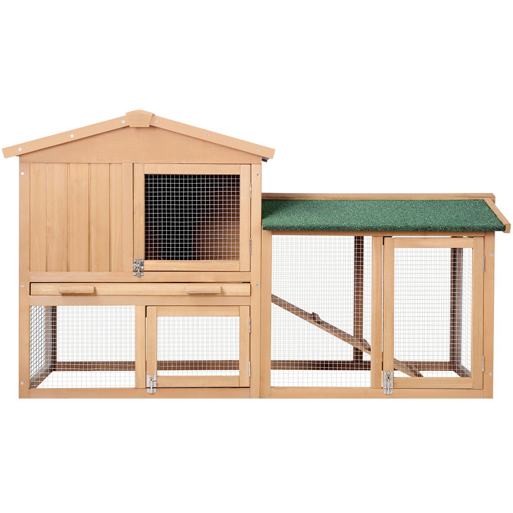 i.Pet Chicken Coop Rabbit Hutch 138cm x 44cm x 85cm Large House Run Cage Wooden Outdoor-2