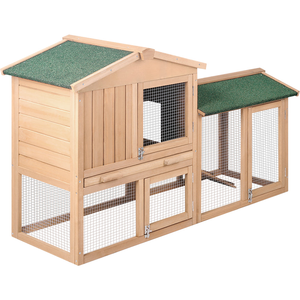 i.Pet Chicken Coop Rabbit Hutch 138cm x 44cm x 85cm Large House Run Cage Wooden Outdoor-3