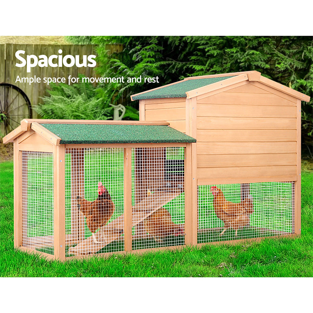 i.Pet Chicken Coop Rabbit Hutch 138cm x 44cm x 85cm Large House Run Cage Wooden Outdoor-6