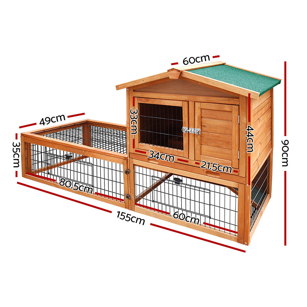 i.Pet Chicken Coop 155cm x 49cm x 90cm Rabbit Hutch Large Run Wooden Cage House Outdoor-1