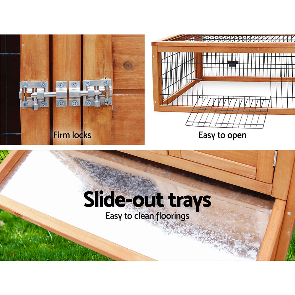 i.Pet Chicken Coop 155cm x 49cm x 90cm Rabbit Hutch Large Run Wooden Cage House Outdoor-4