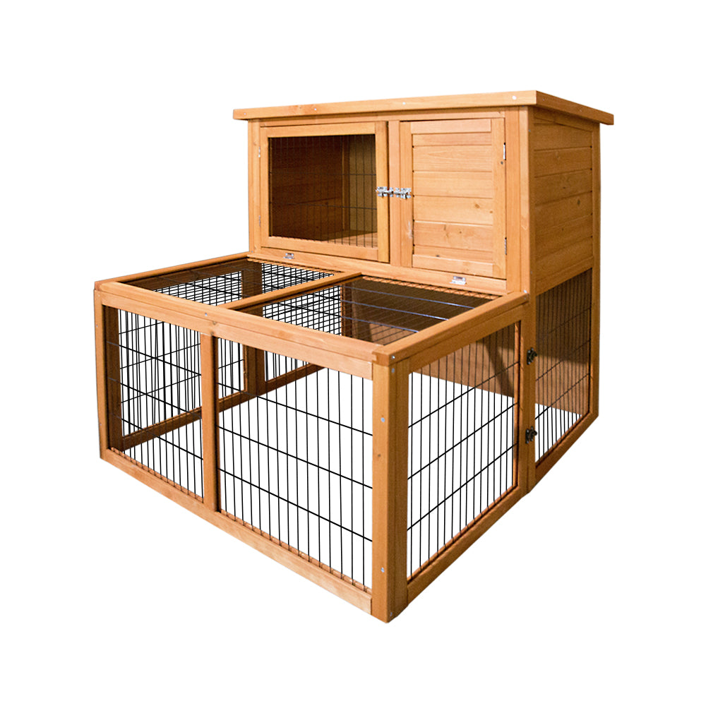 i.Pet Chicken Coop 96cm x 96cm x 100cm Rabbit Hutch Large Run Wooden Cage Outdoor House-0