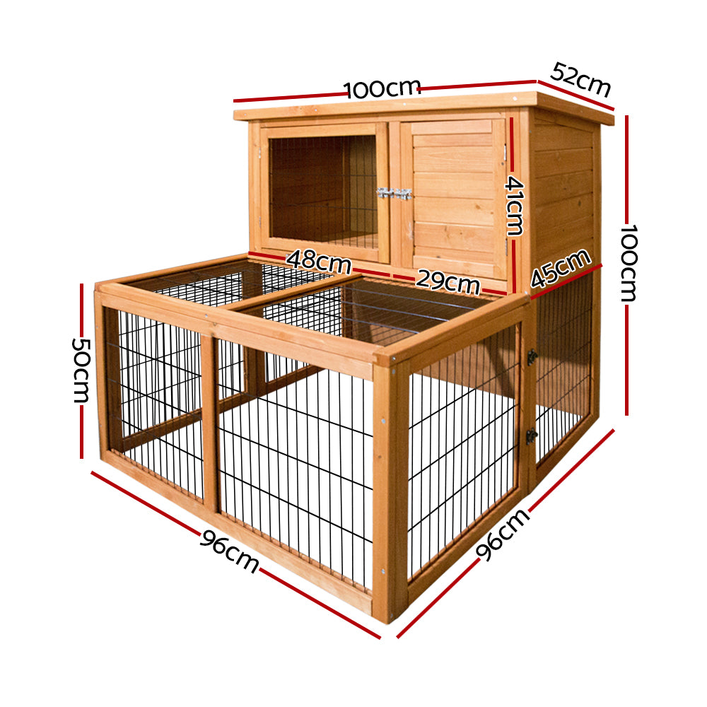 i.Pet Chicken Coop 96cm x 96cm x 100cm Rabbit Hutch Large Run Wooden Cage Outdoor House-1